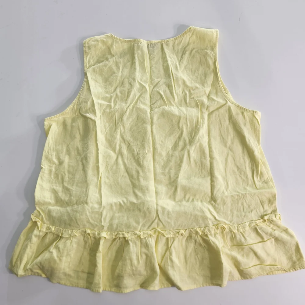 Loft Outlet Women's Top Blouse Size LP Petite yellow Sleeveless linen blend 01 - Picture 4 of 6